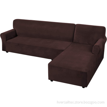 Thick Velvet Stretch 2 Pieces L-Shaped Sofa Covers